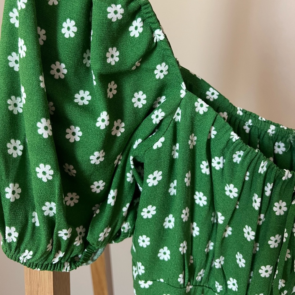 Reformation Green Floral Puff Sleeve Mini Corbin Dress in Hannah - Picture 9 of 10